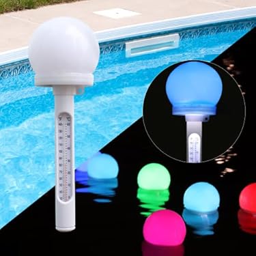AMAZON - Floating Pool Thermometer,Solar Powered Pond Water Thermometer With RGB Color Changing Led Ball Light,Easy to Read at Night Swimming Pool Thermometer,Water Temperature Thermometers for Spa,Hot Tub-1pc