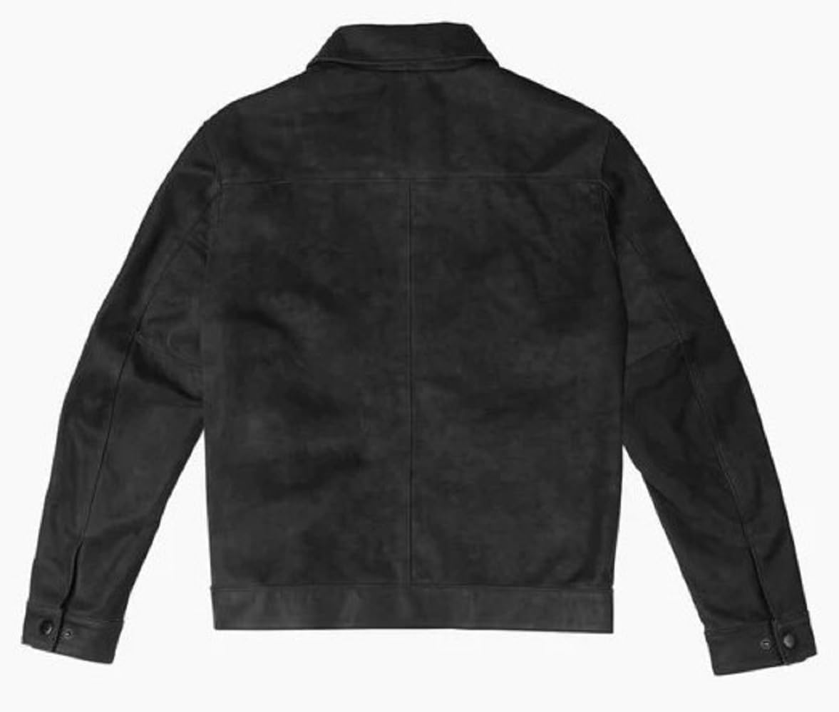 Mens Shirt Collar Genuine Real Lambskin Leather Jacket For Men Vintage Classic Biker Style with Zip Out Liner