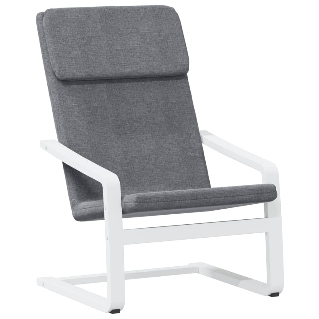 Poltrona relax con poggiapiedi grigio scuro, tessuto imbottito, struttura in legno di betulla massiccio, con rivestimento sfoderabile, 59 x 82 x 98 cm, per soggiorno e camera da letto