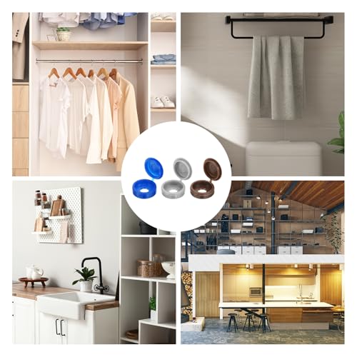 QUARKZMAN 210 Stück Schraubenabdeckungskappen, Kunststoff-Scharnier-Schraubenabdeckungen, Snap-Waschmaschinenabdeckungen Schraubenkappen für Möbel und Wände, Blau/Kaffee/Grau