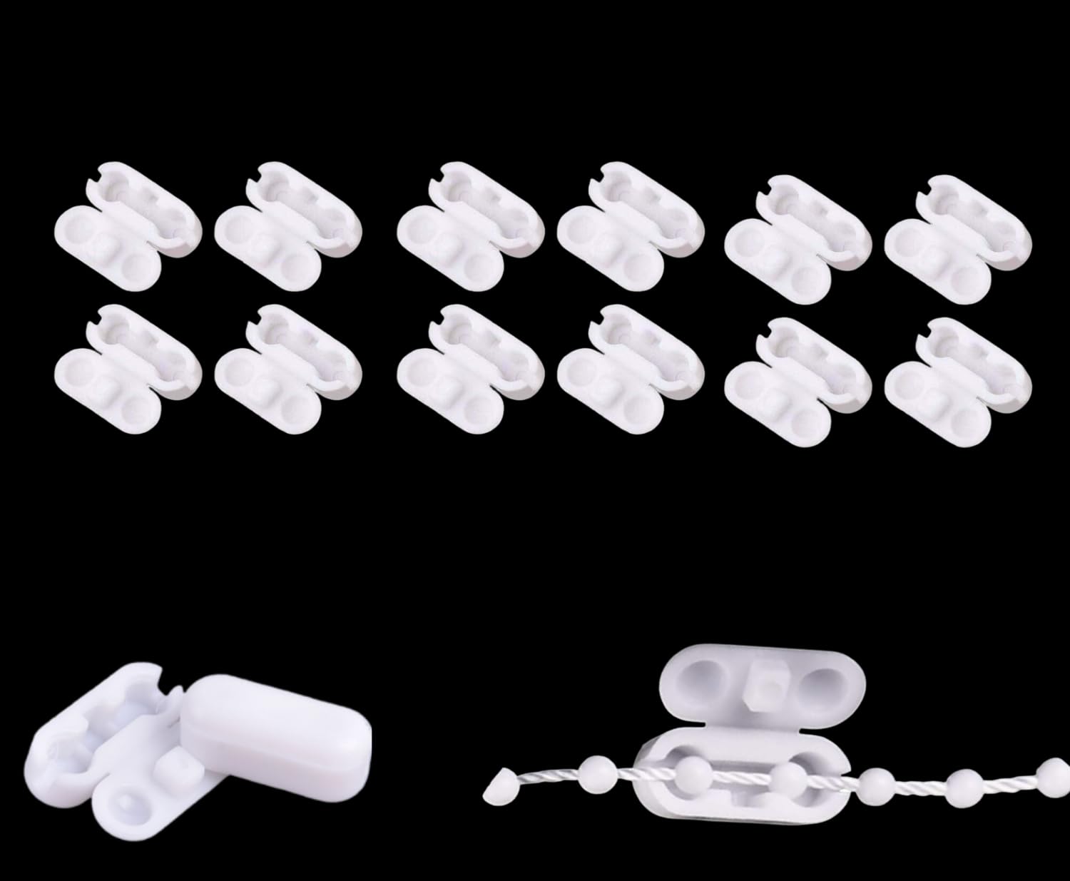 Rokel Plastic-12Pcs Roller Blind Chain Connectors – 12 Pcs Plastic Blind Cord Connector Clips For Roman & Vertical Blinds – Easy Fit Window Blind Repair Parts (Plastic-12Pcs)