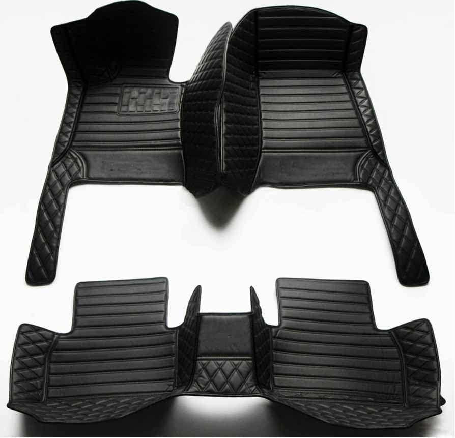 Custom Personalized Floor Mats ，Luxury Full Coverage All Weather Car Floor Mats，Anti-Slip Leather Car Mat Set ，Custom Floor Mat， for 99% of Cars, Trucks & SUV. (All Black)