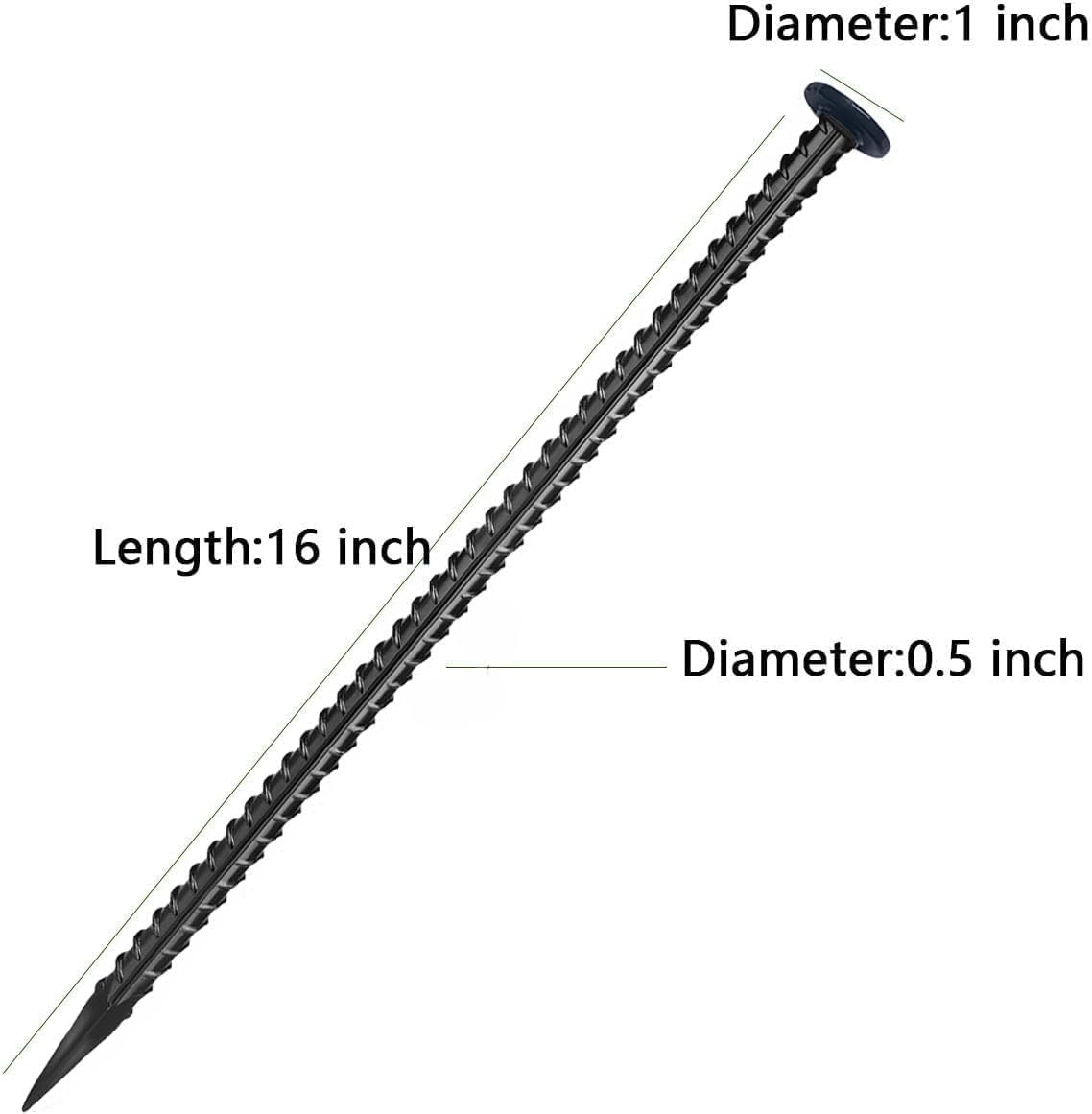16 Inc Rebar Stakes, Ground Stake，1/2 Inch Diameter, Galvanized Steel Ground Anchors,Speed Bump, Tent Stakes, Heavy Duty Metal Stakes, Used for Road Construction Outdoor Camping,30 Pack（Black）