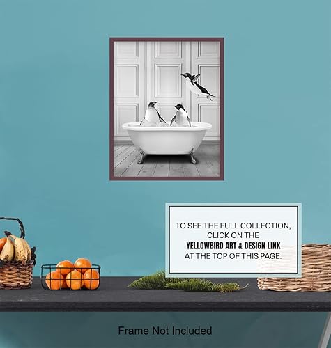 Miniatura 7 de Cute Penguin Bathroom Wall Art LARGE 11x14 - Funny Black Bathroom Decor - Unique Bathroom Wall Decor - Guest Bathroom Art - Powder room Wall Art -