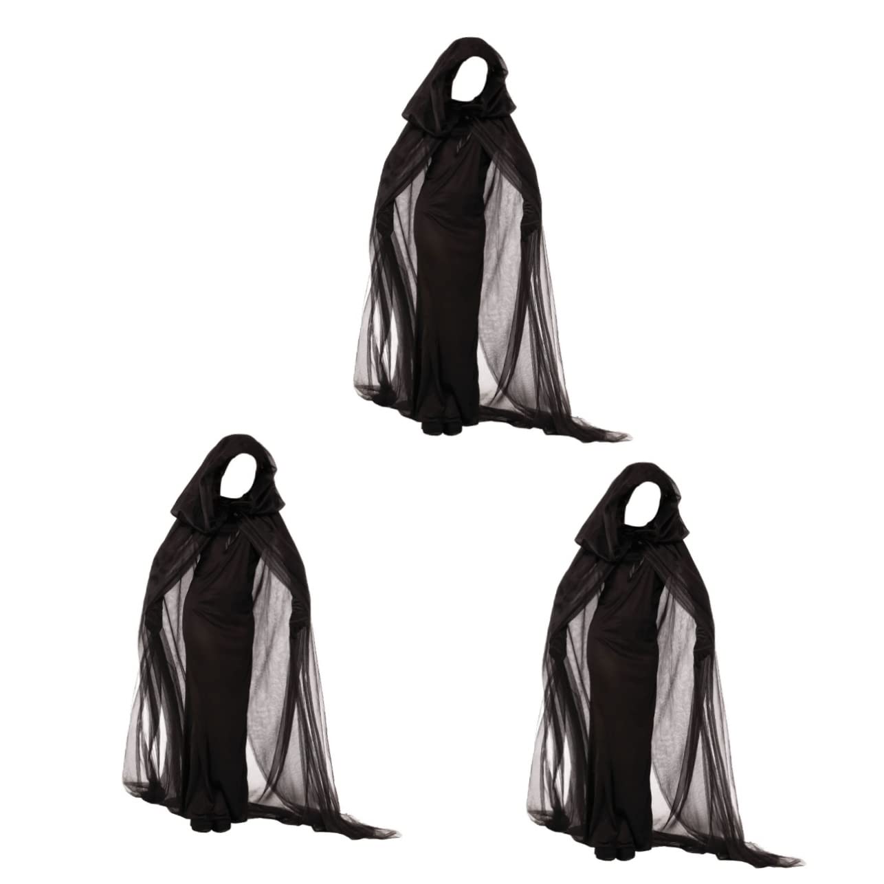 LIFKOME 3 Piezas Disfraz De Bruja Para Mujer Para Actuación Vestido De Bruja Disfraz De Fantasma Vestido Gotico Disfrazada Ropa Gótica Disfraces De Halloween Para Mujeres Black