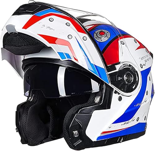 Helmets for Adults Motorbike Cool Fashionable Full Face Head Protector with Visors | Protective Street Helmets Anti-Fog Head Gear for BMX ATV Riding Road Racing A1,XL/(59~60cm)