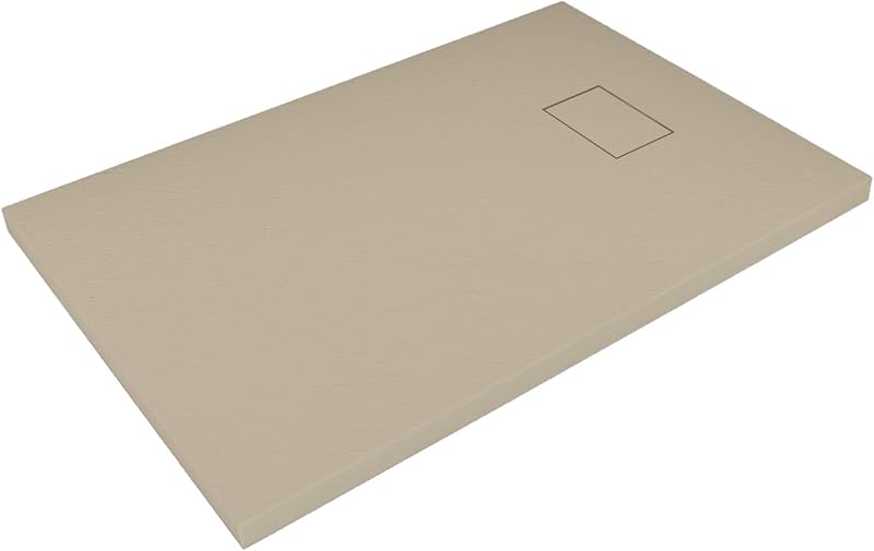 SMC Glass Resin Shower Tray Thermoformed H.2.5 cm Stone Effect with Drain Included Shower Tray 90 x 120 x 2.5 cm Dove Beige
