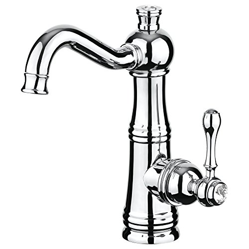 Retro Baño Grifo de Lavabo Moderno Monomando Cabuchones de Cristal Cromo Sanlingo Cover