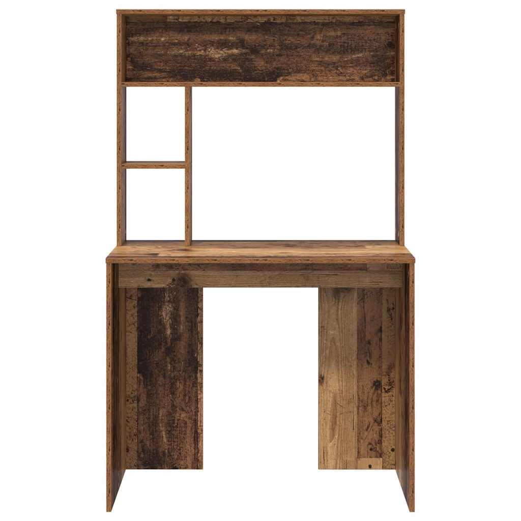 Escritorio con estante de madera vieja 91 x 50 x 149 cm mesa de escritorio de oficina de madera de ingeniería estación de trabajo para oficina sala de estar dormitorio fácil montaje