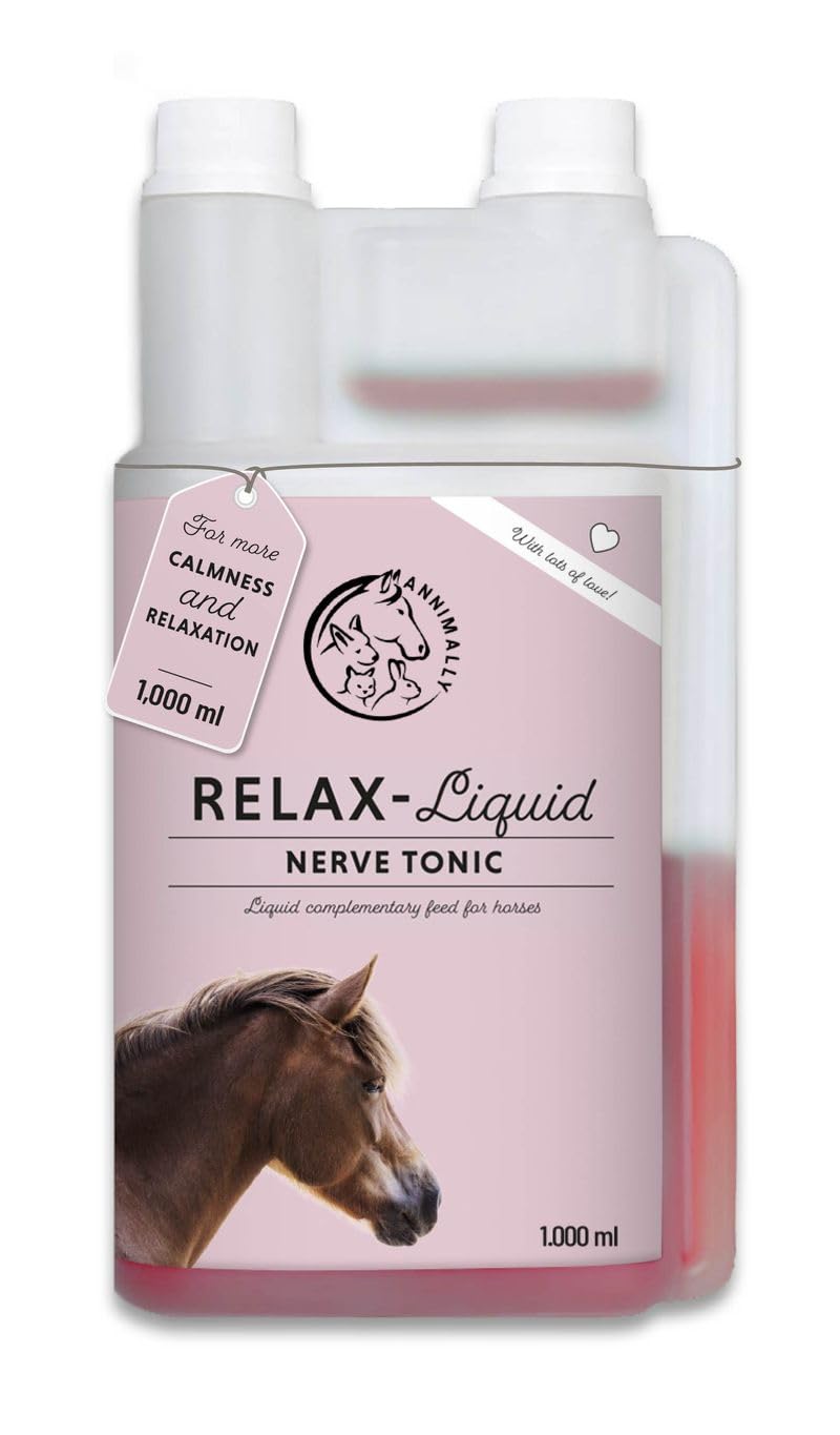 Annimally Relax Liquid for Horses 1000ml, Calming Supplement with Valerian, Hops, Tryptophan, B12, Magnesium & Calcium