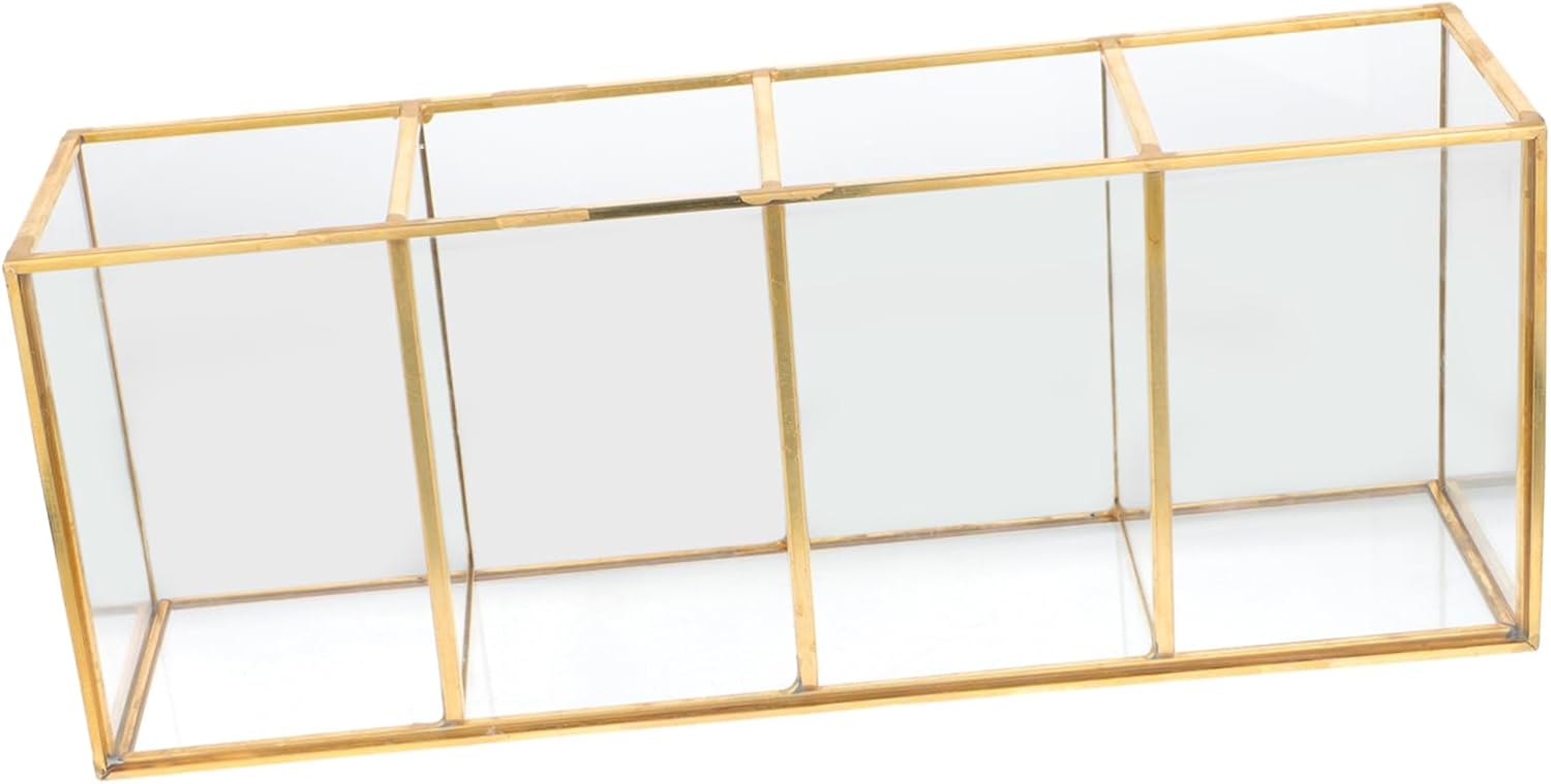 Mobestech Cosmetic Organizer Makeup Storage Box Glass Compartment Jewelry Organizer Tray for Skincare and Beauty Products