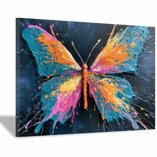 Toile papillons néon de qualité supérieure 40x60cm avec cadre robuste