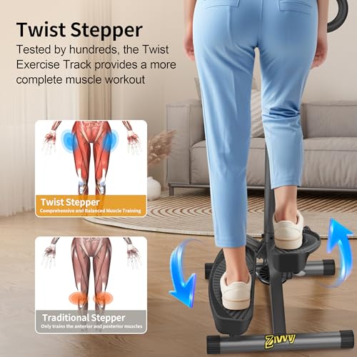 Image of ZIWWVY Stepper Machine with Resistance Bands, Mini Stepper with 300LBS Weight Capacity, Twist Stepper for Full Body Workout, Adjustable Step Height, Smooth and Quiet, Step Machine for Men Women