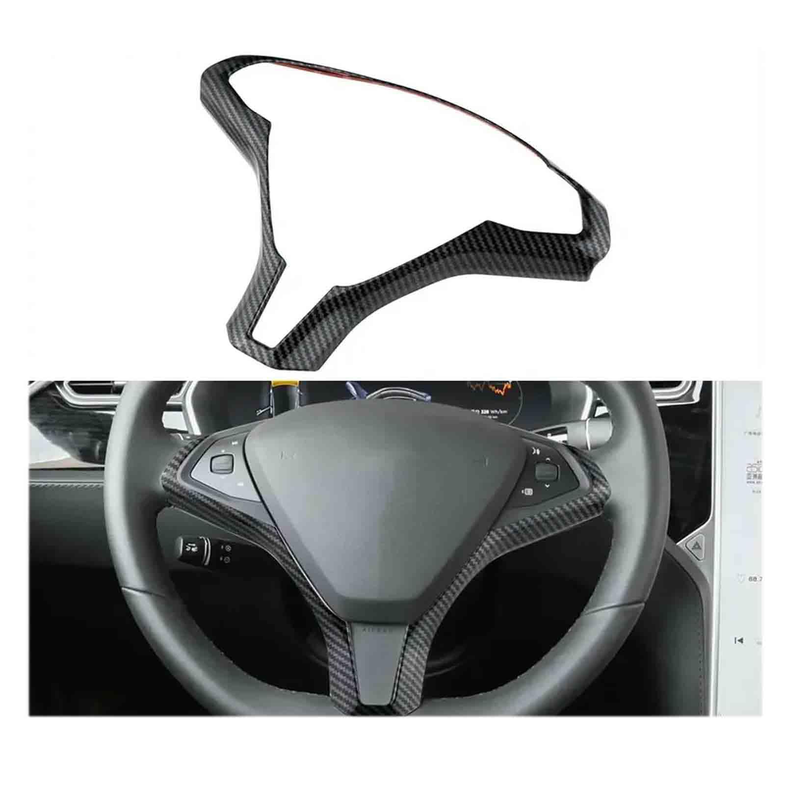 Naklejkadla kierownicę, osłona panelu kierownicy, pokrowiec dekoracyjny z włókna węglowego, akcesoria samochodowedla modelu Tesla S, modelu X 2016-2022