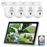 Hiseeu 3K 5MP Wireless CCTV Camera System With 10" Monitor, 10CH 5MP NVR, 4X PTZ WiFi Camera with Color Night Vision, 24/7 Recording, Auto Tracking, Human Detection, APP Alarm, Two Way Audio, 1TB HDD