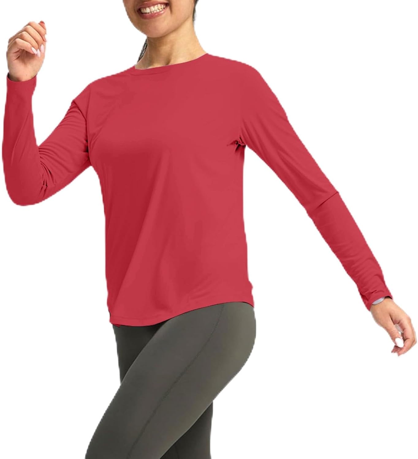 Fashion Long Sleeve Sun Shirts for Women:Casual Crew Neck Loose Fit Pullover UPF50+ Tunic Tops Hiking Travel Outfits