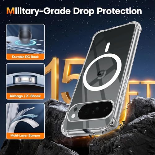 Image of Jkobi Shockproof Crystal-Clear Back Cover for Google Pixel 10 Pro XL (Magsafe Wireless Support | Drop & Camera Protection | Hard Polycarbonate)