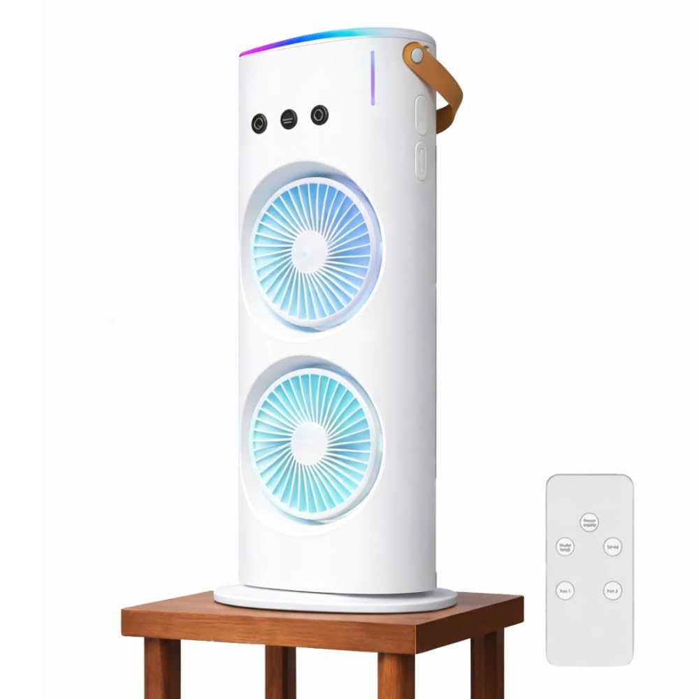 Drumstone 𝐄𝐯𝐞𝐫𝐲𝐝𝐚𝐲 𝐄𝐬𝐬𝐞𝐧𝐭𝐢𝐚𝐥𝐬, 𝟏𝟓 𝐘𝐞𝐚𝐫 𝐖𝐚𝐫𝐫𝐚𝐧𝐭𝐲, Personal Air Cooler, 3 In 1 Mini Cooling Fan, Humidifier with Ambient Light, 600ml Water Tank, for Home Office-image-39