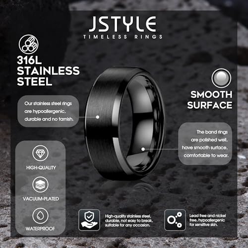 jstyle stainless steel rings for men women 8mm wedding band rings matte surface - beveled polished edge mens ring size 6-14