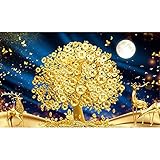 Leinwandgröße: 50 * 30 cm YANYAN Ring Store 5D DIY. Diamant Malerei Geld Baum Diamant Mosaik Stickerei Münze Baum Muster Kreuzstich Handarbeit Wohnkultur Handgemachte Geschenk (Color : A, Size : 50X30cm)