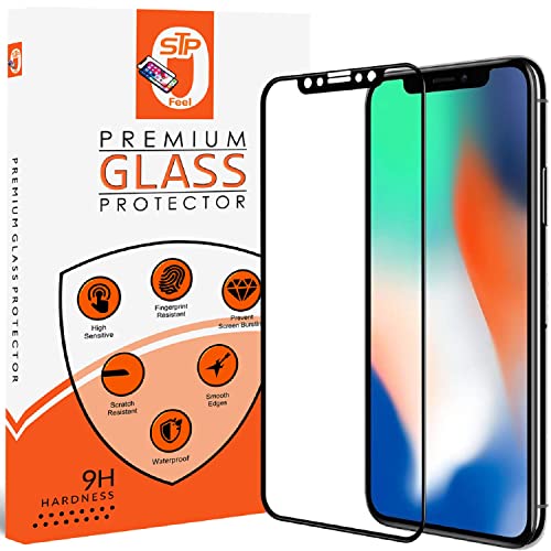 Image of STP FEEL Premium Tempered Glass Screen Protector Guard for iPhone X /XS /11 Pro (Black, Pack of 1) - Edge to Edge Coverage, Easy Installation Kit