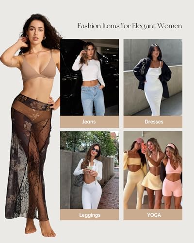 Image of OEAK Seamless Thongs for Women Invisible Thongs No Show Thong Panty Liners Tangas Comfortable Workout G-Strings Underwear Latte M