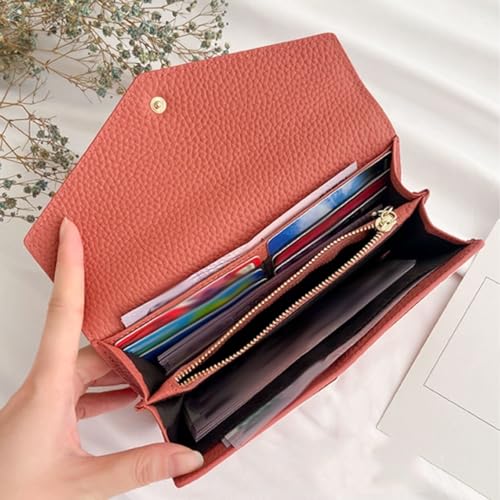 Women's Business Wallets Genuine Leather Wallets Blocking Wallet Money Clips Purse Card Cases Money Organisers (Orange)3