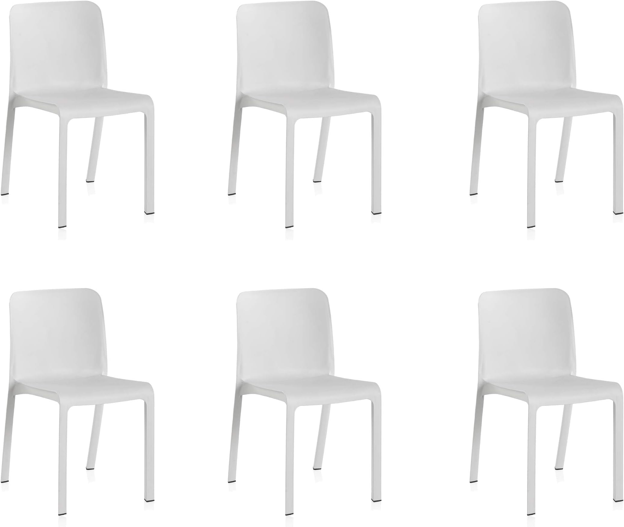 SP Berner - Pack de 6 Sillas Grana - Apilables, Ergonómicas y Resistentes - Uso Interior y Exterior - Fabricadas en España con Plástico Reciclado - Blanco