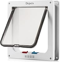 Depets Large Cat Door 9.9x9.2 Inch 4-Way Locking Weatherproof Flap for Interior Exterior Doors Cats Under 23" Waist