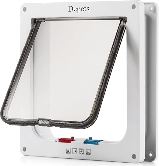 Depets Large Cat Door (Outer Size 9.9" x 9.2"), 4 Way