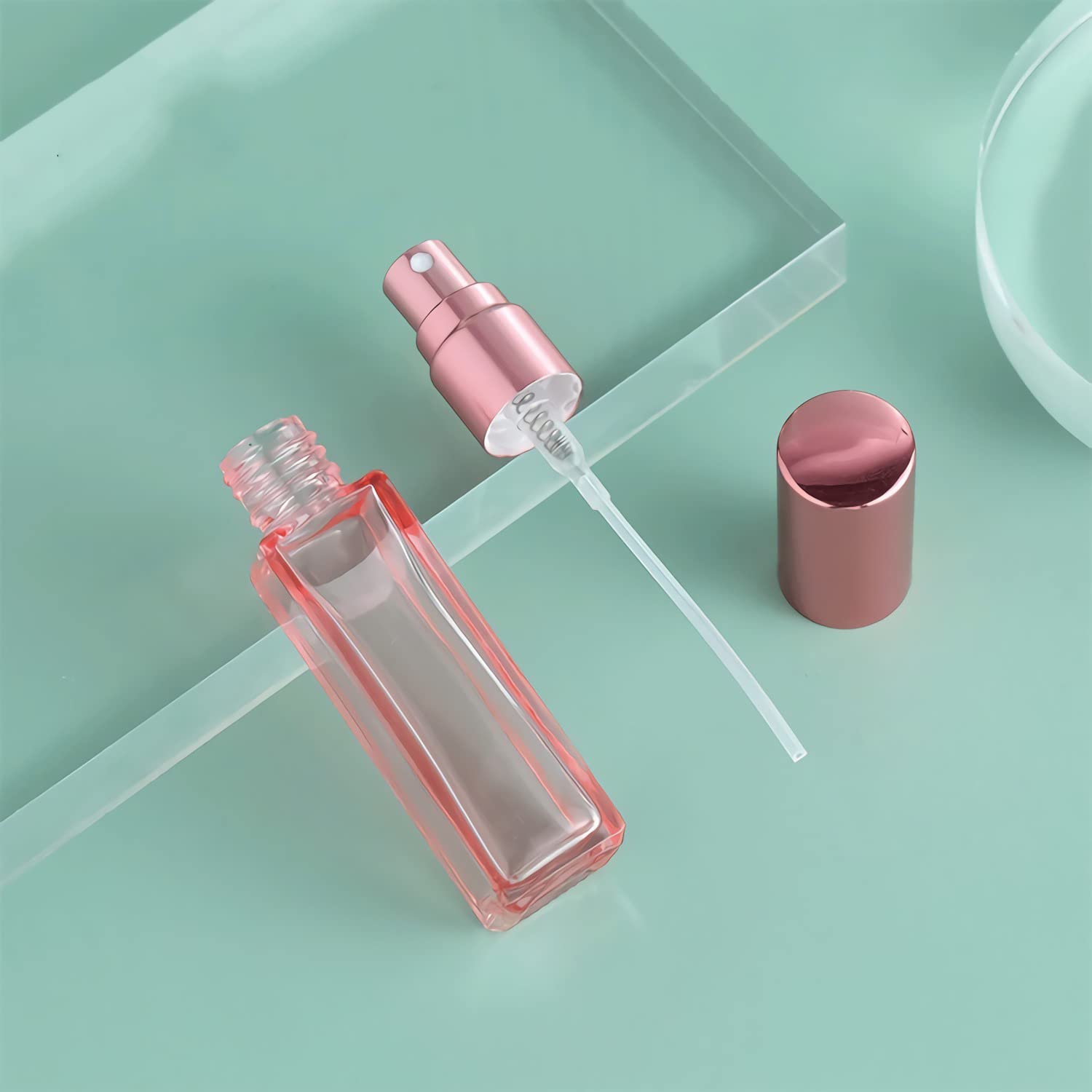 12 Pezzi 30ml Vuoto Bottiglie Atomizzatore Vetro Rosa di Profumo con Tappi Rosa, Flacone Spray per Nebbia Riutilizzabile Portatile, Bottiglia di Profumo, Cosmetica, Viaggio
