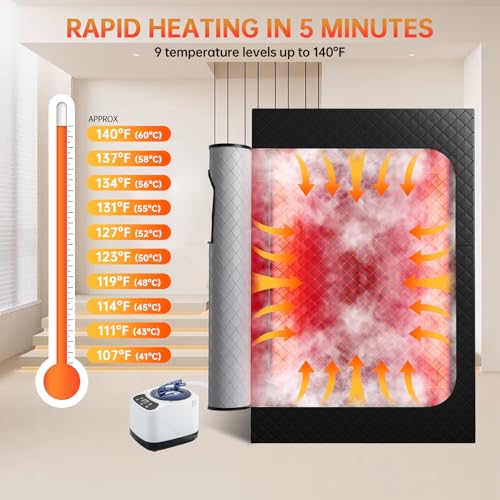 Infrared Sauna Box, Portable Sauna with 660nm Red Light Therapy & 850nm,5-Layer Waterproof, 3L 1300W Steamer,Folding Chair (2 Person Sauna Box) - Image 5