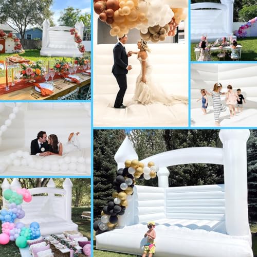 Inflatable Large White Bounce House for Kids, PVC Inflatable Jumping Castle 13x13x10FT with 950w Air Blower, Durable and Easy to Set up, for Wedding, Birthday Party - Image 7