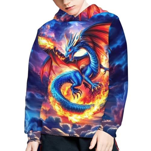 Image of WELLFLYHOM Boys Hooded Sweatshirts Hoodie Pullover Cool Graphic Crewneck Blouses Size 6-16