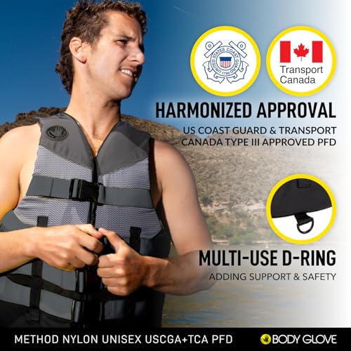 Image of Body Glove Method Nylon U.S. Coast Guard Approved Life Jacket PFD-Black-L /XL