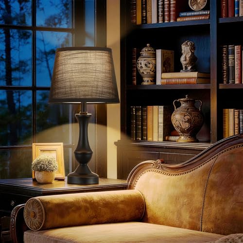 Image of Table Lamp Set of 2, 19 inch Mordern Bedside Lamps for Living Room & Bedroom