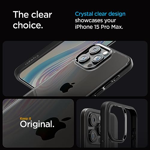 Image of Spigen Ultra Hybrid Back Cover Case for iPhone 15 Pro Max, Durable Hybrid Structure, Air Cushion Technology - PC+TPU | Matte Black