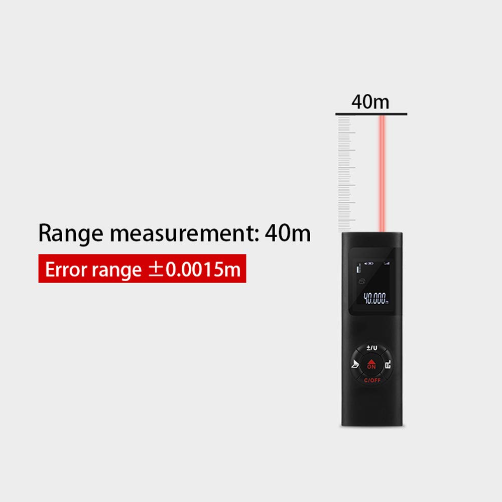 Karlak Télémètre numérique intelligent de 40 m - Mini mètre de distance - Chargement USB - Appareil de mesure de l'espace électronique pour les distances de volume de zone