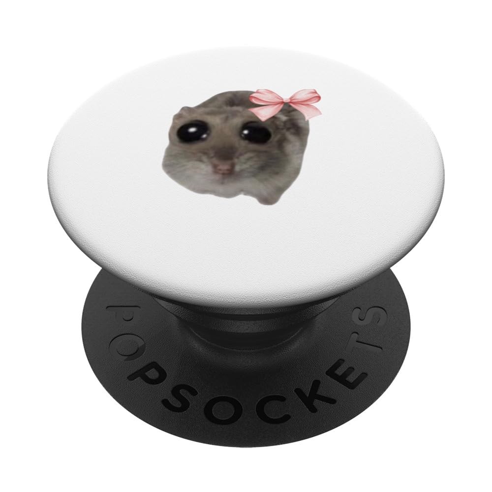 Sad Hamster Meme with Bow PopSockets Standard PopGrip