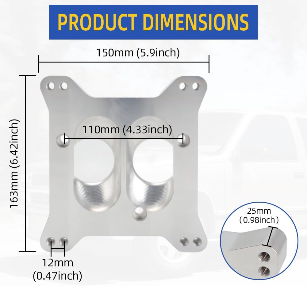 for Holley Edelbrock 4 Barrel Carb Carburetor to TBI Intake Manifold Adapter Fits Both Square & Spread Bore (1.7 Dual Plane)