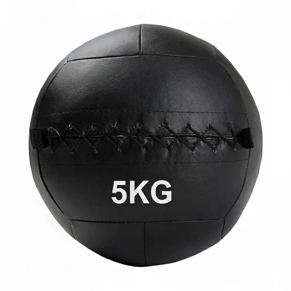 RAVIAN Wall Ball Soft Exercise Balls, Non-Bounce Vinyl Weighted Fitness Balls for CrossFit, HIIT, Strength & Core Training, 2kg–10kg Home Gym (5 Kg)