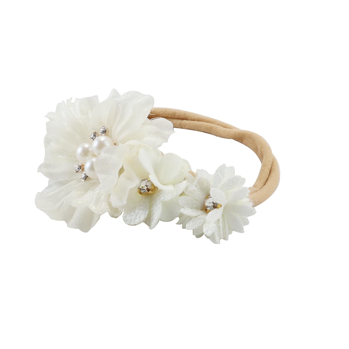 Ubric Diadema de flores de tela, accesorios para el cabello para niñas para recién nacidos, tocado para el cabello