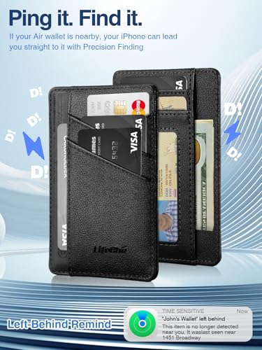 Image of Card Wallet for Men Built-in Finy My Replacement for AirTag Wallet, Credit Card Holder Mens Slim Wallet, Premium Leather Front Pocket Wallet Minimalist Wallet with ID Window RFID Blocking Card Wallet