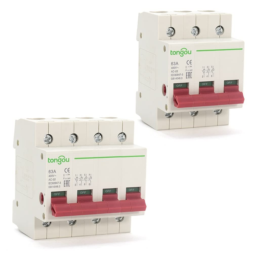 Interruttore Magnetotermico 230V 400V AC 3P 4P Interruttore Principale Funzione sezionatore Interruttore isolatore Interruttore (Size : 4, Color : 63A)