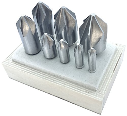 HHIP 2001-3001 8 Piece 82 Degree 6 Flute HSS Countersink Set, 1/4-1 Inch