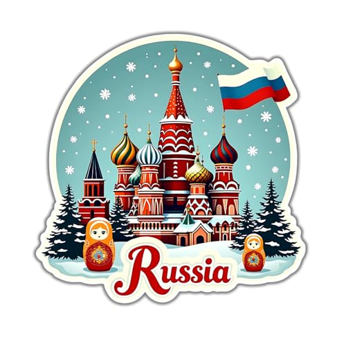Image of Naxon Russia Country Theme Souvenir Wooden Refrigerator Stylish Fridge Magnet - Fridge Decoration Magnet for Kitchen & Home Decor | Perfect Souvenir Gift | Size 3x3 Inches | Pack of 1