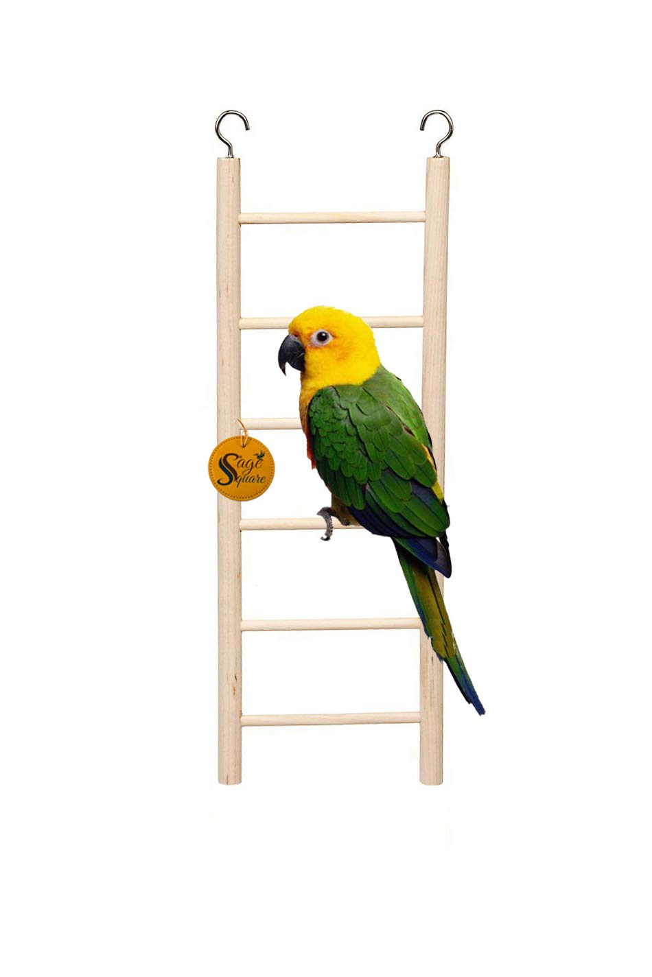 Sage Square Playful Natural Wooden Climbing Ladder Toy for Exercise & Fun || with Hooks || for Birds, Parrot, Budgies and Other Small, Medium Large Bird || 6 Stairs / 30cm (B08KG7SZZS) Amazon Price History, Amazon Price Tracker