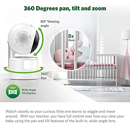 LeapFrog LF915HD Baby Monitor, 5” 720p Screen, 360° Pan & Tilt with 8X Zoom Camera, Color Night Vision, Night Light, Two-Way Intercom, Secure Transmission No WiFi by LeapFrog - Image 3