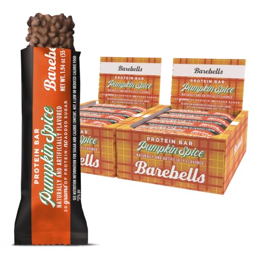 Image of Barebells Protein Bars Pumpkin Spice - 12 Count, 20g High Protein Treats - Seasonal Pumpkin Spice Nutrition Bar with Low Sugar - On-The-Go Breakfast or Post-Workout Snack (Pack of 2)