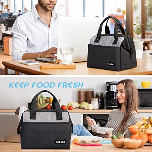 Large Insulated Lunch Bag For Women Men Leakproof Lunch Tote Bags Cooler Bag For Work Travel Adult Thermal Lunch Bags For Office -10L Lunchbox - Black #TOP5